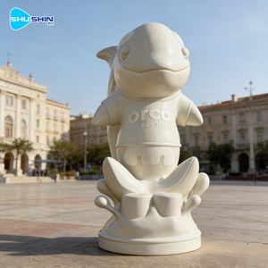 Sculpture en résine et FRP de petit requin mignon, art de dessin animé pour la décoration de la maison - Product Image 3