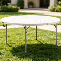 Table ronde pliante en plastique HDPE, portable, pour extérieur, pour événements, mariages, fêtes, livraison directe d'usine