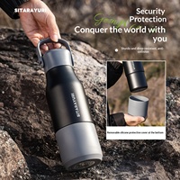 Thermos isotherme portable en acier inoxydable de 700 ml (24 oz) – Garde au chaud et au froid 12h, sans BPA, compatible eau bouillante, idéal pour le camping en extérieur