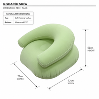 Canapé gonflable de loisirs avec accoudoirs floqués, chaise pneumatique en PVC en forme de U pour intérieur et extérieur