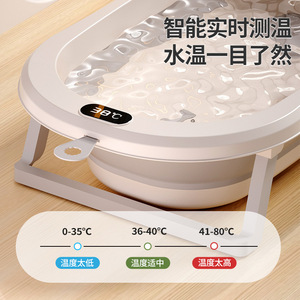 Bañera Plegable para Bebé con Sensor de Temperatura, Tamaño Grande para Recién Nacidos de 0 a 12 Meses, Asiento de Baño Multifuncional de Plástico - Product Image 2