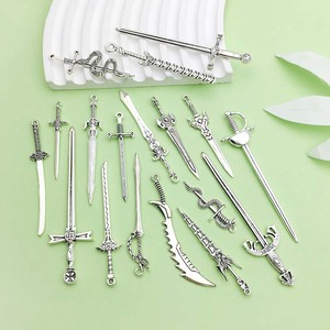 Antique <b>Silver</b> Alloy <b>Sword</b> Pendant Mixed Shapes For Necklace Making DIY Jewelry Accessories Zinc Alloy Plated Middle Size - Product Image 4