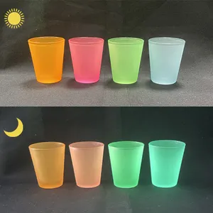 Personalized Glass Colored glow in the dark shot glass for party Glow in the dark miniature wine glass shot glasses