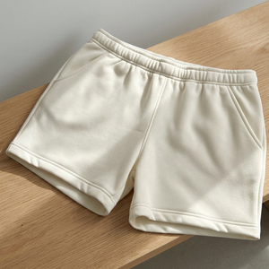 Shorts en coton uni pour homme, taille mi-haute, avec cordon de serrage, respirants, décontractés, avec logo frontal, poches, en tissu tricoté - Product Image 2