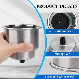 Portavasos de acero inoxidable con almohadilla antideslizante para uso en viajes en coche o barco, accesorio de forma redonda - Product Image 1