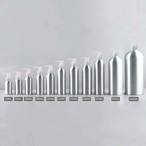 Bouteilles cosmétiques en aluminium argenté pour emballage de savon liquide et de shampoing, design à épaules, pompe pulvérisatrice, couleurs et étiquettes personnalisées - Product Image 2