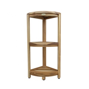 Estante de esquina de tres niveles, Banco de <span class=keywords><strong>ducha</strong></span> de madera de teca impermeable, taburete, silla de asiento para <span class=keywords><strong>ducha</strong></span> interior, estante de organización de almacenamiento - Product Image 3