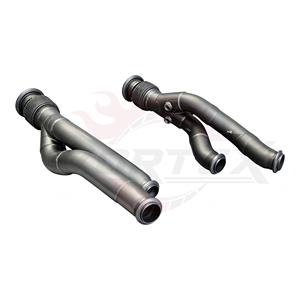 Système d'échappement complet en acier inoxydable Vortex pour Lamborghini LP700 Upgrade SVJ avec downpipes thermiques noirs et kit de embouts en maille - Product Image 5