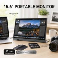 Moniteur portable Plug & Play 15,6 pouces FHD 1080P IPS avec double haut-parleur USB Type-C, extension d'écran OEM 72% sRGB pour PC usage professionnel