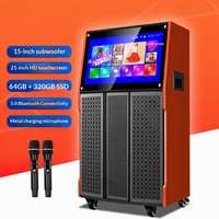 Haut-parleur de karaoké portable en bois pour l'extérieur, système audio KTV tout-en-un avec microphone sans fil, puissance de sortie 5.3 500-800W