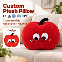 Coussin en peluche personnalisé en forme de pomme Kawaii, oreiller moelleux pour canapé, décoration d'intérieur, cadeau pour enfants, peluches personnalisées