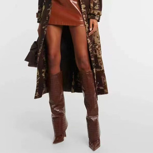 European and American Autumn and Winter New Large Tube Pointed Toe Stiletto Skirt <b>Boots</b> Long Tube Fashion <b>Boots</b> Women's <b>Boots</b> - Product Image 2