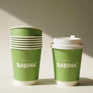 Gobelet en papier biodégradable à double paroi avec revêtement PE pour boissons chaudes 8/12/16oz, personnalisable avec papier kraft et logo - Product Image 1