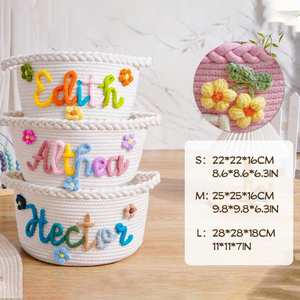 Panier de rangement pliable en coton tissé personnalisé pour bébé avec nom, jouets, décoration de chambre d'enfant, organisateur pour chiot/animal de compagnie - Product Image 5