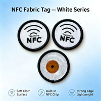 Étiquette de vêtement personnalisée lavable NFC RFID en polyester brodée pour la gestion et l'authentification des vêtements, des serviettes et du linge