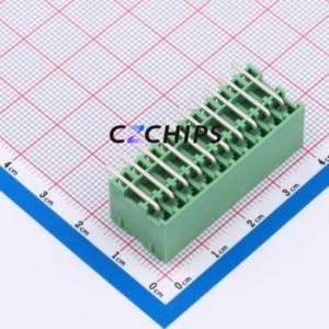 DB2ERHB-3.81-2*10P-GN Plug-in Terminal Block Bent Lead Through Hole,P=3.81mm Board-to-Board / Socket - Closed 2x10P 3.81mm Green - Product Image 2