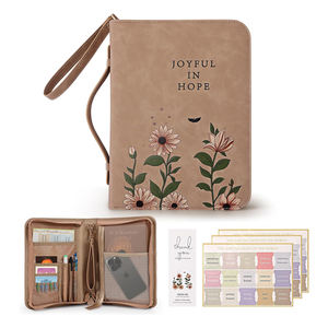 Estuche de transporte de cuero premium con asa para Biblia de tamaño estándar grande, funda para Biblia cristiana para mujeres, hombres, damas y niñas - Product Image 1