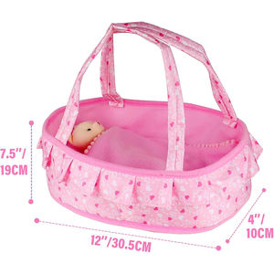 V020 Portable Baby <strong>Doll</strong> Cradle Bassinet Soft Pillow Quilt Blanket Bear Accessories <strong>Doll</strong> <strong>Carry</strong> <strong>Cot</strong> Set Pretend Play Toy - Product Image 3