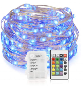 أضواء خارجية متغيرة اللون مع جهاز تحكم عن بعد 8 وظائف ديكور مقاوم للماء Rgb سلك نحاسي أدى ضوء سلسلة - Product Image 1