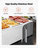 Bain-Marie Gewerblicher Speisenwärmer 1500W 6-Behälter Edelstahl Dampf-Vitrine für Buffet Restaurant Catering
