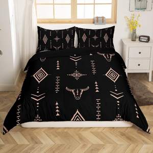 Rústico occidental de tamaño completo Tribal Bull Skull ropa de cama sofá mantas de felpa polar étnico azteca vaca patrón mantas para regalos - Product Image 1