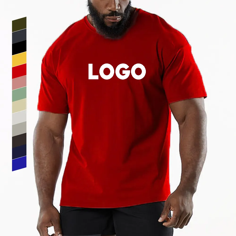 Custom 180 Gsm 95% Cotton 5% Spandex Oversized Gym Tshirt Fitness Men Sports T Shirts