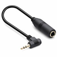 Câble adaptateur audio TRS 3,5 mm mâle vers 6,35 mm femelle à angle droit, convertisseur de prise petite vers grande pour écouteurs, haut-parleurs, amplificateurs