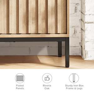 AJUNION Support <span class=keywords><strong>de</strong></span> tourne-disque en vinyle Support <span class=keywords><strong>de</strong></span> platine vinyle en bois cannelé Armoire <span class=keywords><strong>de</strong></span> <span class=keywords><strong>rangement</strong></span> multimédia <span class=keywords><strong>pour</strong></span> salon - Product Image 5