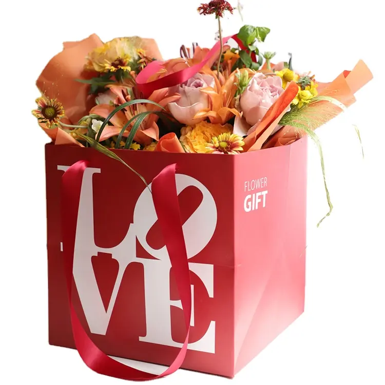 Emballage Floral luxueux, imprimé personnalisé, chaîne de fleurs, fourre-tout, sac à poignée, bouquet de fleurs, sac cadeau