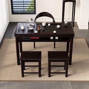 Solid Wood Tea <b>Table</b> And Chair <b>Set</b> <b>4</b> Piece Modern Chinese Style Zen Tea Ceremony <b>For</b> <b>Small</b> Apartments Living Room - Product Image 4
