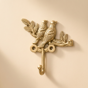 AK Brass Two Bird Shape Embossed Brass Wall <b>Hook</b> Antique Finish Metal <b>Decorative</b> <b>Coat</b> Hanger Home Decor - Product Image 3