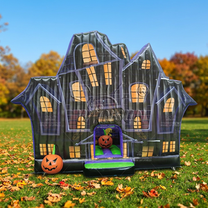 High Quality Eco-Friendly Custom Semi-Enclosed <b>Inflatable</b> Party Bounce <b>House</b> Jumping Castle Halloween Haunted <b>House</b> 0.55mm PVC - Product Image 1