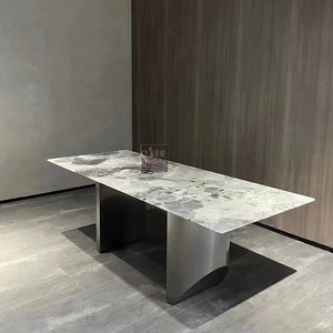 High Quality Modern Design 6 Chairs <strong>Dining</strong> <strong>Table</strong> Stainless Steel and Glass Set <strong>Dining</strong> Room Glass Top <strong>Dining</strong> <strong>Table</strong> Garden <strong>Table</strong> - Product Image 6