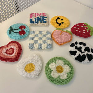 Manufacturer Customized Fruit Shaped Cute Strawberry Mug Rug Handmade <b>Car</b> Home Decor <b>Coasters</b> for Drinking - Product Image 2