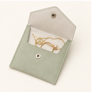 Microfiber Envelope Jewelry Pack with <b>Press</b> <b>Button</b> for Retail Counter Packaging - Product Image 3
