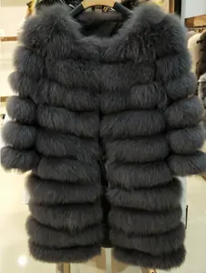 European Style Women Plus Size Real Fox Fur Coat