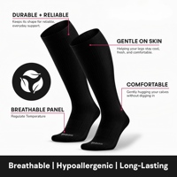Chaussettes de compression respirantes en bambou, hauteur genou, anti-humidité, service OEM, 15-20 mmHg