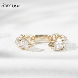 ต่างหูแบบหนีบ Starsgem ประดับเพชรทรงเหลี่ยมสีขาวเหลืองทอง 1 ชิ้น ต่างหูแบบหนีบเพชรน่ารัก - Product Image 5
