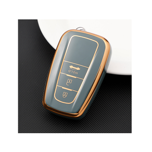 Nouveau couvercle de clé de voiture en TPU souple pour <span class=keywords><strong>Toyota</strong></span> 3 boutons avec ligne dorée, accessoire de pochette de clé - Product Image 1