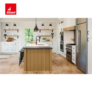 Gabinete de cocina Allandcabinet Portola con banco empotrado pintado en blanco, con puerta elevada en color arce rojizo y revestimiento de lino <span class=keywords><strong>bajo</strong></span> la <span class=keywords><strong>ventana</strong></span>. - Product Image 2