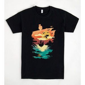 T-shirt Sea Of Shadows Nera da uomo con scollo rotondo, maglietta promozionale - Product Image 1