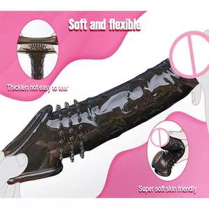 HG Black Silicone Strap-On Dildo mit Kondom Soft <span class=keywords><strong>Adult</strong></span> <span class=keywords><strong>Sexy</strong></span> Spielzeug für Männer Sax Model - Product Image 6