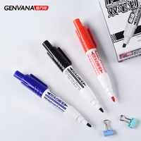 Marqueur pour tableau blanc double pointe GENVANA, fabrication sur mesure OEM, pointe double 1,5-5 mm, effaçable à sec, encre noire/bleue/rouge, 140 mm, pour l'école et le bureau