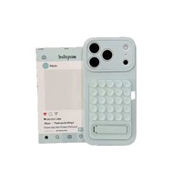 Support à ventouse à grande fenêtre contrastée, compatible avec le support de lit entièrement enveloppant couleur unie Macaron pour 17 Pro Max