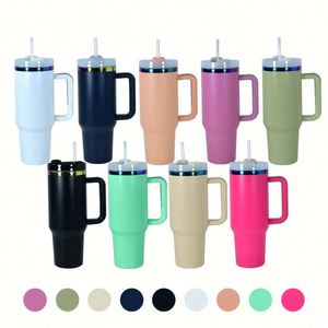 Vasos Térmicos Personalizados Más Vendidos con Aislamiento, Vasos de 40 oz con Revestimiento Inferior Arcoíris y Asa para Grabado Láser - Product Image 1
