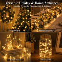 Mini guirlandes lumineuses LED à piles, fil de cuivre, lumières de Noël pour mariage, fête, décoration de boîte cadeau florale