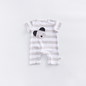 Boutique en ligne Chine Vente en gros Vêtements pour bébés nouveau-nés Combinaison à manches courtes rayée pour bébé - Product Image 3