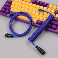 Câble USB-C enroulé à charge rapide 3A avec blindage en nylon tressé à double gaine en paracorde pour clavier mécanique, connecteur aviateur GX16