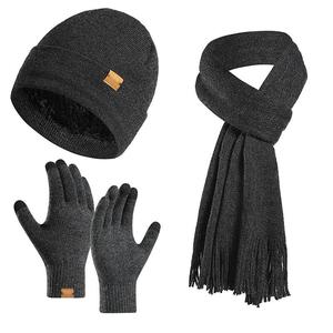 Offre Spéciale – <span class=keywords><strong>Ensemble</strong></span> Trois Pièces <span class=keywords><strong>Femme</strong></span> Personnalisé en Fibre Acrylique Tricoté (<span class=keywords><strong>Bonnet</strong></span>, Écharpe, <span class=keywords><strong>Gants</strong></span>) Multicolore Hiver, Motif Oblique, pour Rester au Chaud - Product Image 3