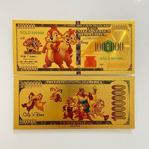 Billetes Conmemorativos de Animación Clásica Americana de <span class=keywords><strong>Kiki</strong></span> y Titi, Colección de Billetes de Papel de Aluminio Dorado - Product Image 1